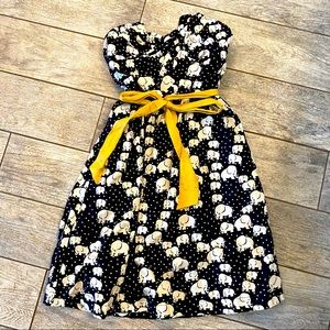 Porridge Anthropologie elephant dress yellow tie
